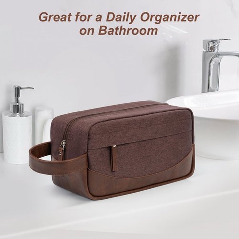 Ezday Travel Toiletry Bag for Men, Hanging Toiletry Organizer, Water Resistant Shaving Kit with Large Capacity for Travel Accessories (Coffee Brown)