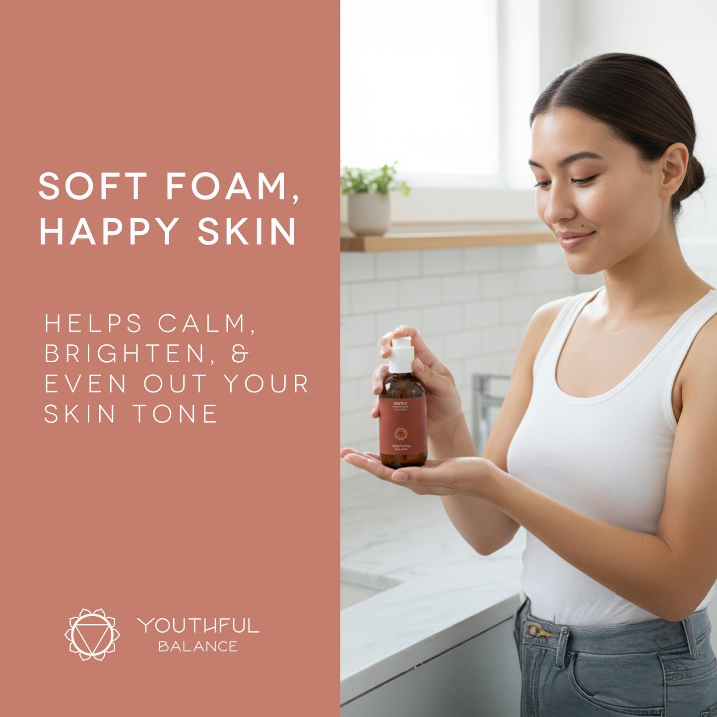 YOUTHFUL BALANCE Niacinamide Face Cleanser - Gentle Sulfate Free Daily Wash for Sensitive Skin - Vitamin B3 for Visibly Refined Pores & Reduced Redness - Fragrance Free - 240ml