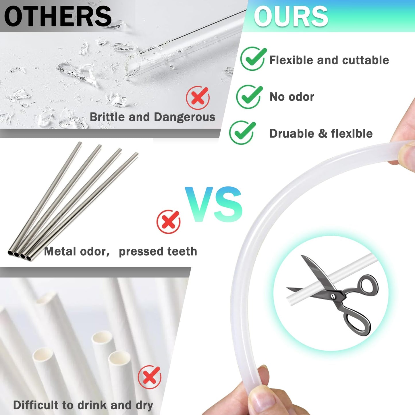 WK ieason Replacement Straws for Stanley Owala 40 oz 30 oz Cup Tumbler, 6pcs 12 Inch Long Plastic Reusable Straw with Cleaning Brush for Stanley Owala Tumbler Accessorie. Cuttable Plastic Straws