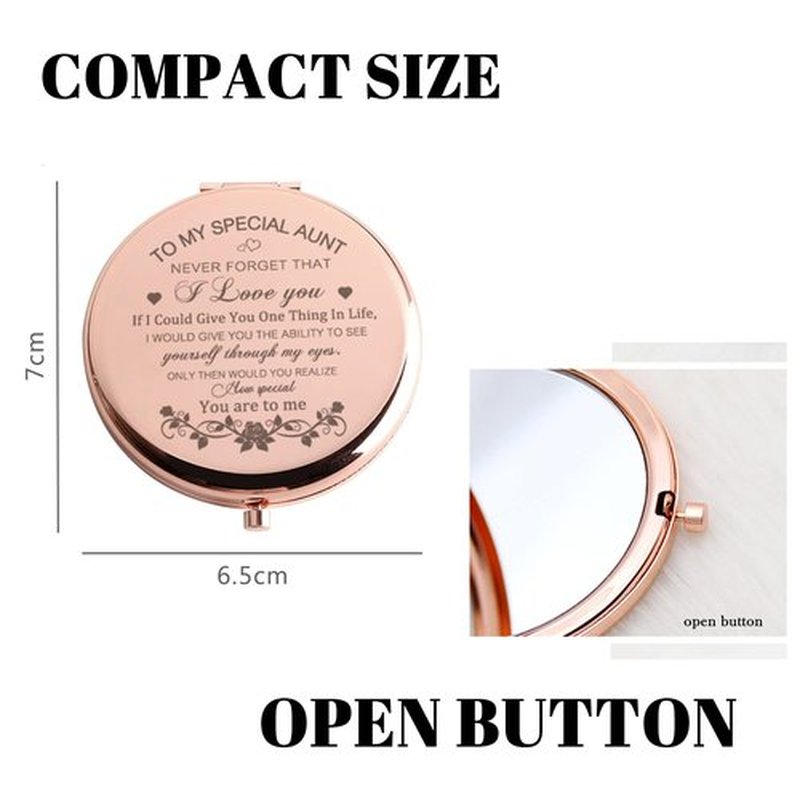GAOLZIUY Compact Mirror, Rose Gold Special Aunt Hand Mirror, 2.5 inches, Portable, Home Mirror for Mother's Day, Birthdays