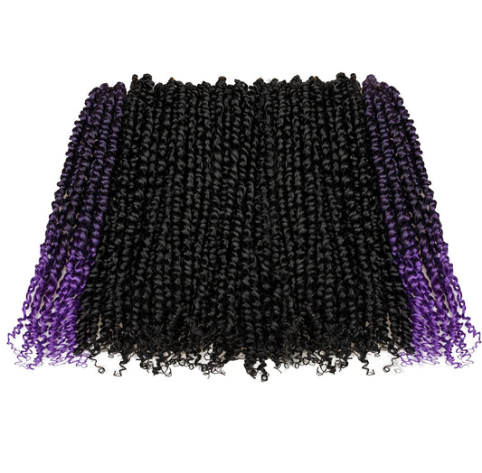 14 Inches 9 Packs Mixed Colors Combo Pack(7 packs 1B+ 2 packs T1B/Purple),Passion Twist Crochet Hair For Black Women- Pre-twisted Pre Looped Synthetic Hair Extensions(14 Inch-9 Packs,1B+TPurple)