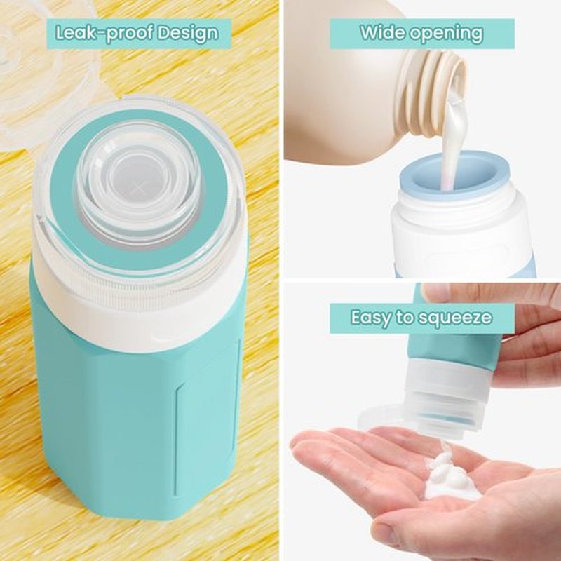 Ruinovate Travel Bottles for Toiletries, 2oz Size TSA Travel Containers for Toiletries Leak Proof Refillable Squeezable Silicone Bottle Travel Essentials for Shampoo Conditioner Lotion