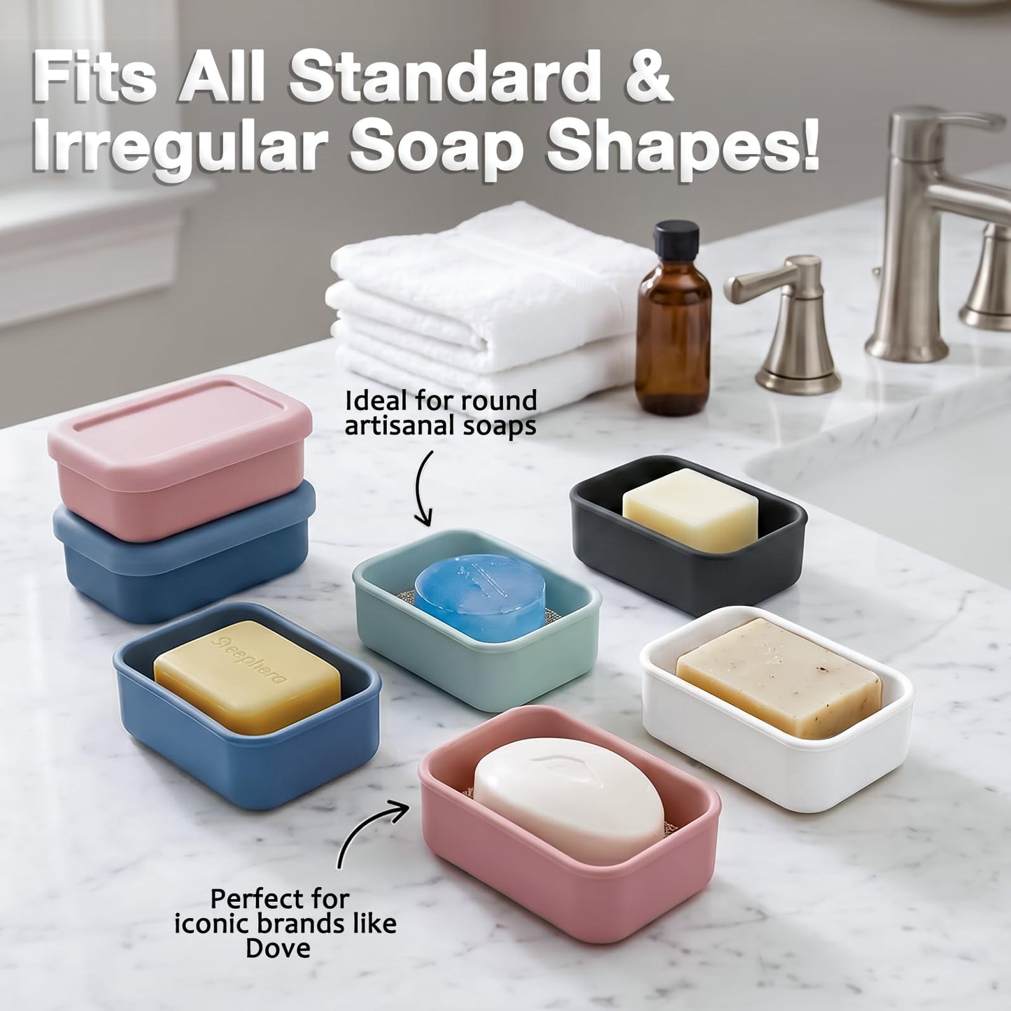 Leak Proof Silicone Travel Soap Case with Draining Tray - Bar Soap Holder for Travel, Gym & Camping - Mess-Free Portable Soap Container for Carry-on Bags (Light Pink)