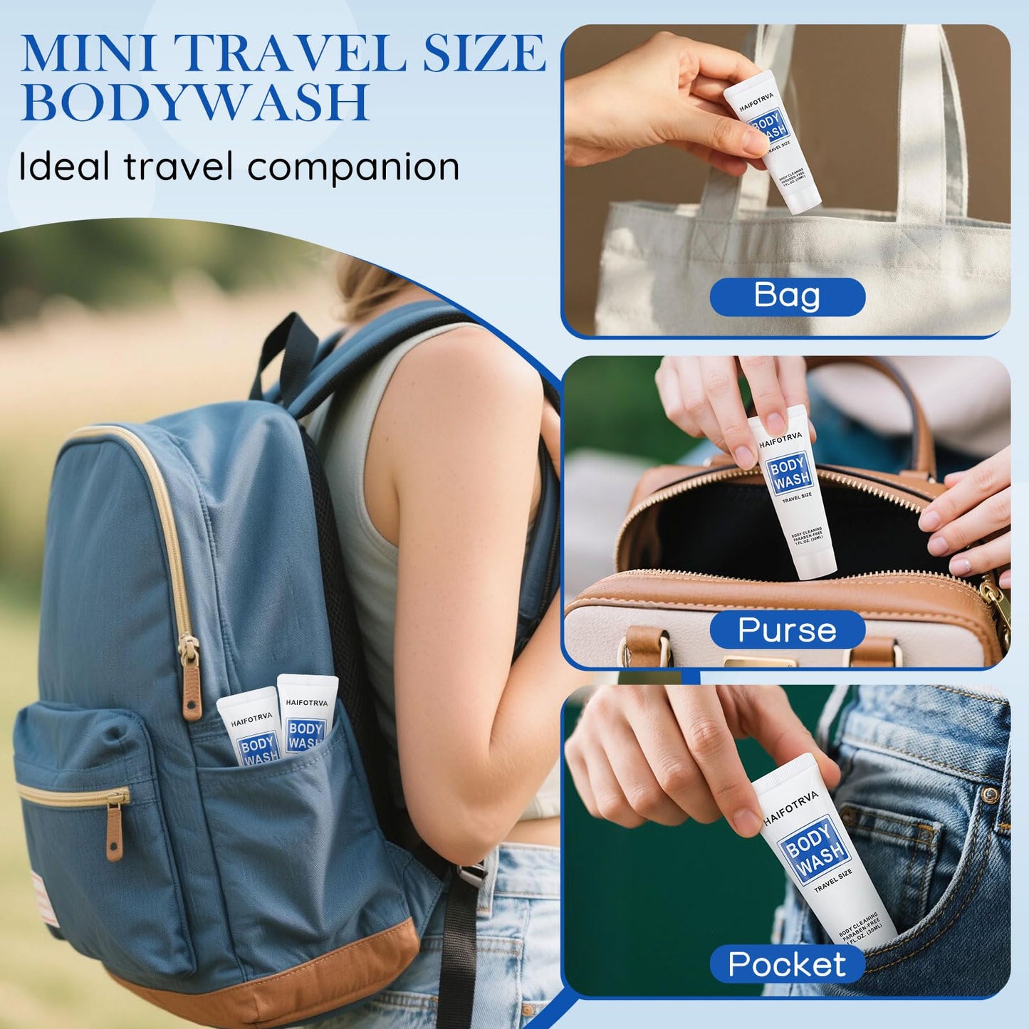 HAIFOTRVA Travel Size Body Wash Bulk Pack of 30,Individually Wrapped Small Size Hotel Body Wash Supplies 30ml/1 fl oz Portable Shower Gel Toiletries Amenities Bulk for Guests,Travel,Homeless,Charity