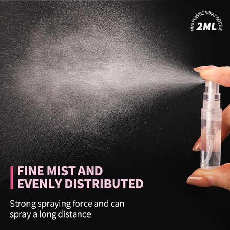 Fandamei Mini Spray Bottle, 10 Pack 2ml Mini Plastic Spray Bottle Empty, Fine Mist Refillable Mini Perfume Bottle, Small Perfume Spray Bottle, Tiny Plastic Portable Travel Bottle, Clear