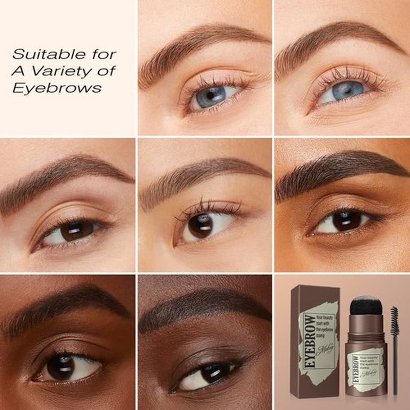 Eyebrow Stamp Stencil Kit - Long-Lasting Eye Brow with Eyebrow Blush, Waterproof & Smudge-Proof Brow Shaping Kit with 24 Reusable Thin & Thick Eyebrow Stencils for Voluminous Brow (Medium Brown)