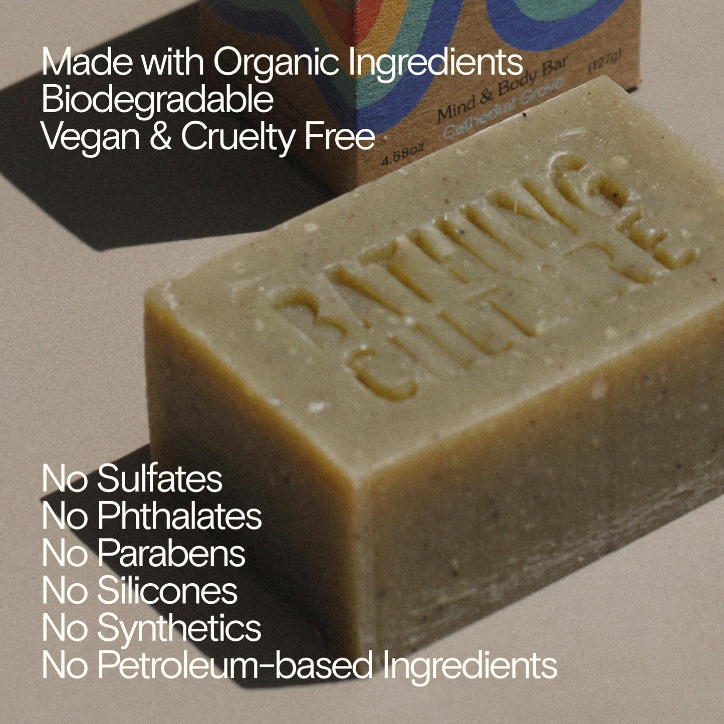 Bathing Culture Organic Soap Bar for Body, Exfoliating Natural Bar Soap Infused with Chlorella, Comfrey Root & Aloe, Biodegradable, Vegan, 4.58 oz, 127g