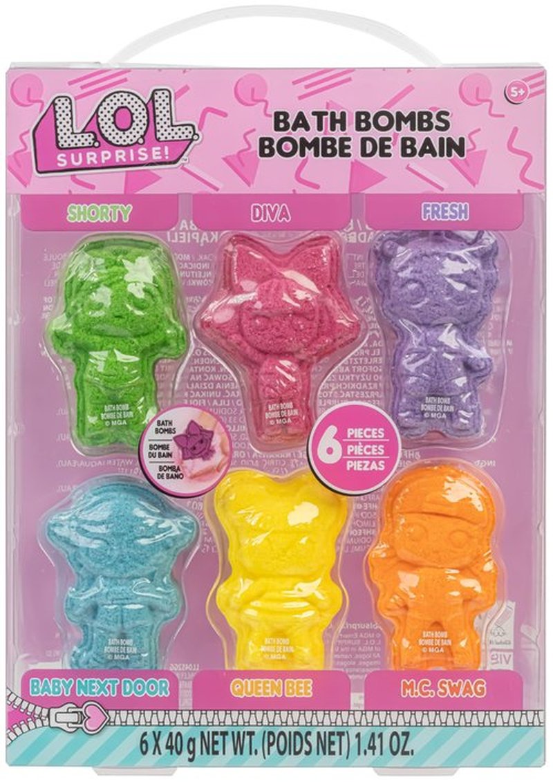 L.O.L. Surprise! 6 Piece Bath Bombs for Kids, Bubble Gum Scented, Bath Toys for Kids, Ages 3+, by Townley Girl