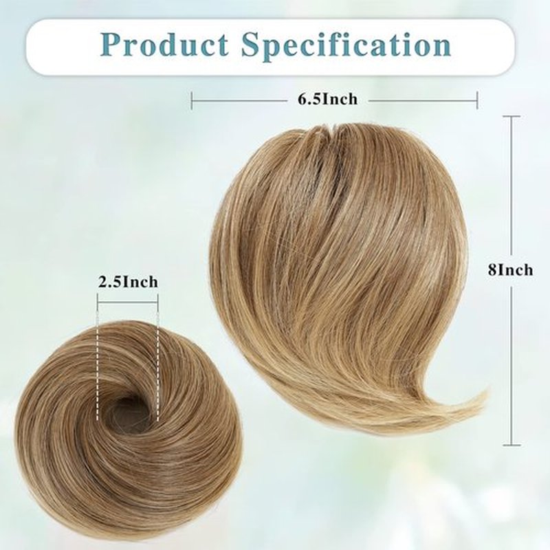 HSLHDI Messy Hair Bun Hair Piece for Women Short Bun Tousled Synthetic Elastic Scrunchies Hairpiece for Women Girls (1-1pcs, 12/24#-Light Brown mix Natural Blonde)…