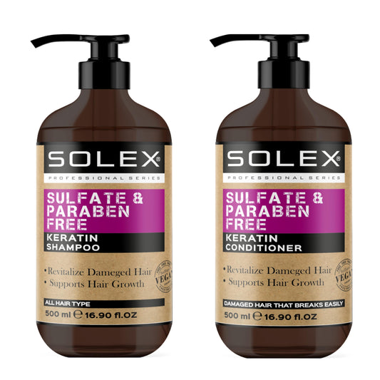 Solex Keratin Shampoo and Conditioner Set for Hair Growth- Sulfate & Paraben Free - Volumizing Shampoo - Treatment for Men & Women Hair Thickening Volumizing Products, (2 pc. X 16.9 Fl Oz / 500mL)