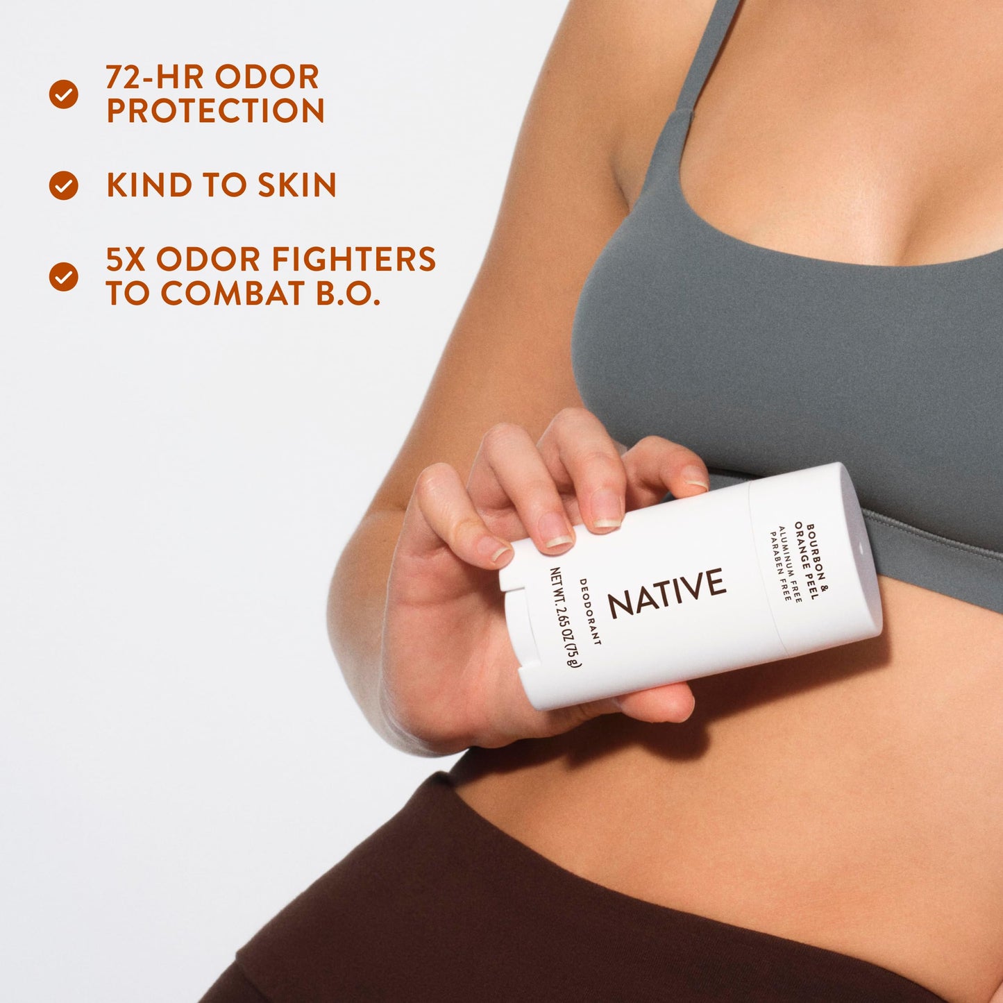 Native Deodorant Contains Naturally Derived Ingredients, 72 Hour Odor Control, Deodorant for Women and Men, Aluminum Free, Bourbon & Orange Peel 2.65oz
