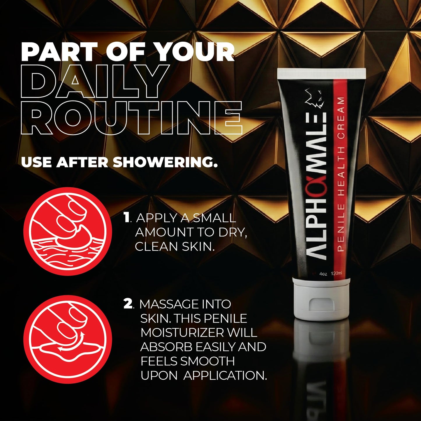 AlphaMale Premium Penile Health Creme Daily Moisturizer for Sensitive Skin - Coconut oil, CoQ10 and Allantoin for Dry, Sensitive Skin - Fragrance-Free Cream - Made in USA - 4oz