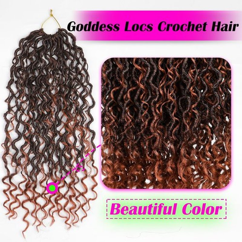 PURSHINE 6Packs Goddess Faux Locs Crochet Hair 18Inch Pre Looped for Women Girls Kids,River Locs Crochet Hair（Copper Red_T350）
