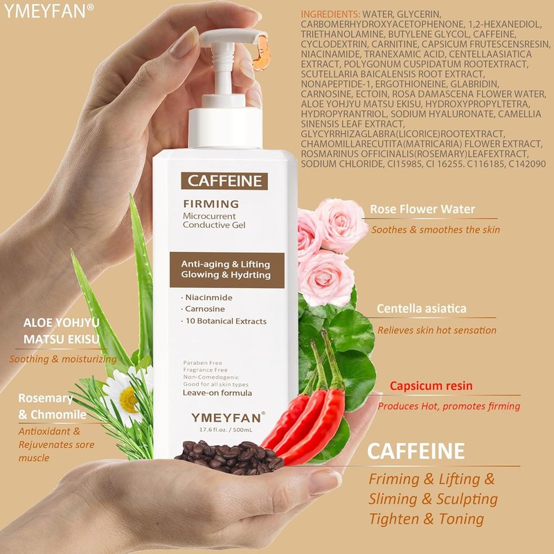 Conductive Gel for Body Sculpting - Caffeine Firming Hot Gel with Niacinamide & Botanical Extracts | 500ML, Paraben-Free