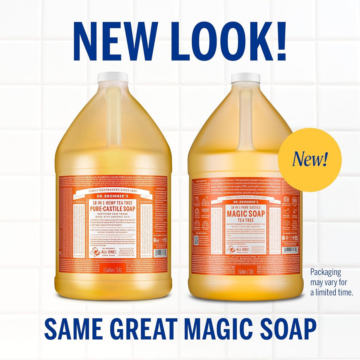Dr. Bronner's Pure-Castile Magic Soap Liquid (Tea Tree, 16 Ounce, 2-Pack)-Made with Regenerative Organic Certified Oils, 18-in1 Uses: Face, Hair, Hand & Body Soap, Laundry- Concentrated, Vegan