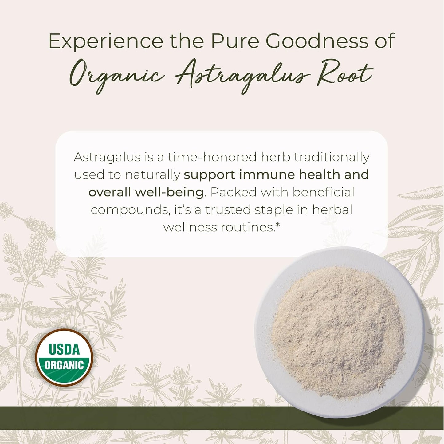 Starwest Botanicals Organic Astragalus Root Powder - Dried Herb for Tea, Natural Immune Support, Promotes Wellness, Certified Kosher, Non-GMO- Bulk 1 lb Bag