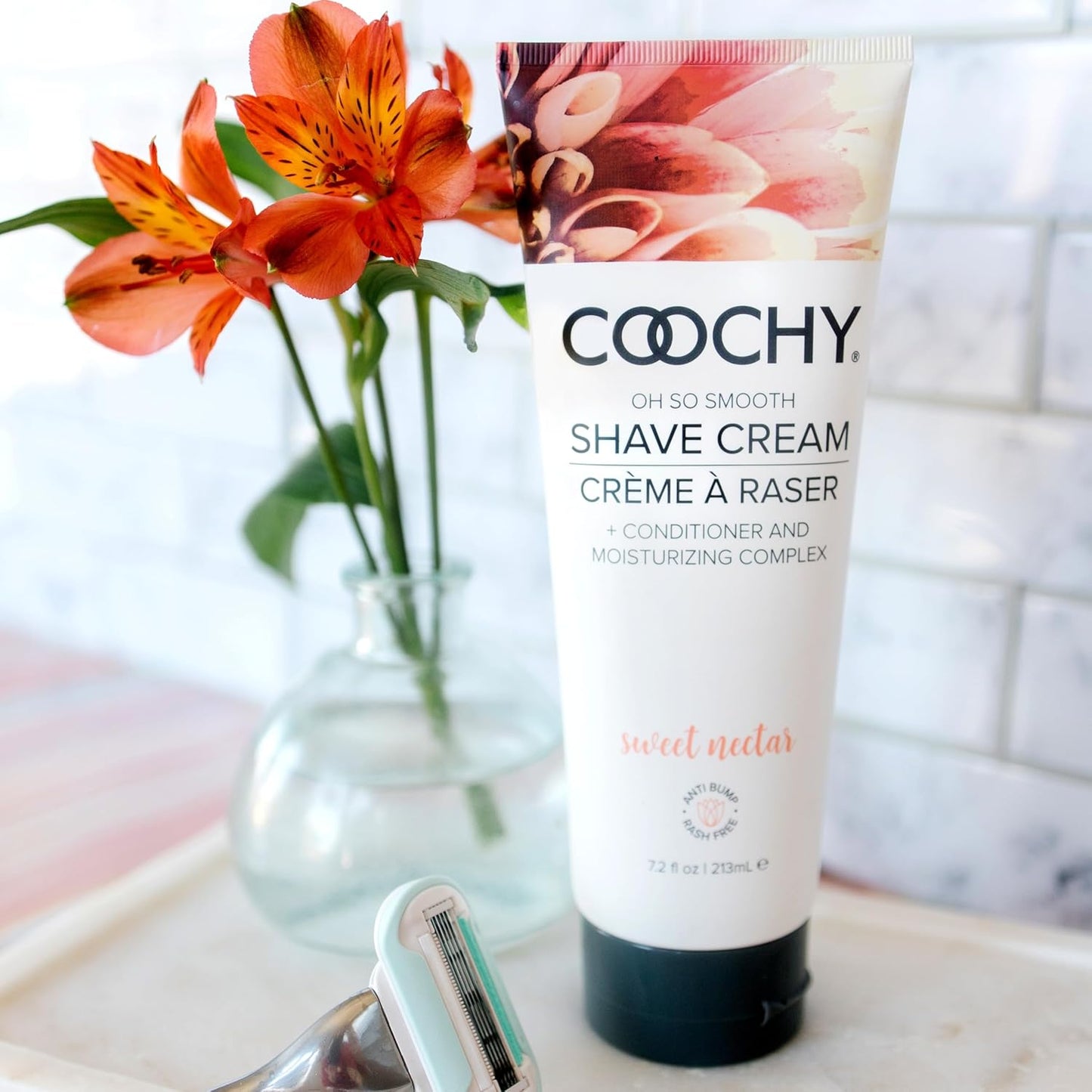 Coochy Shave Cream - Moisturizing Shave Lotion - Gentle Intimate Shaving Cream - For Bikini Area, Underarms, Legs & More - Rash-Free, Hydrating Formula - Sweet Nectar, 12.5 oz