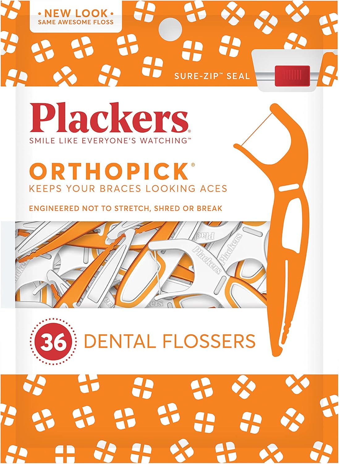 Plackers Orthopick Flosser for Braces, 24 Count (Pack of 2)