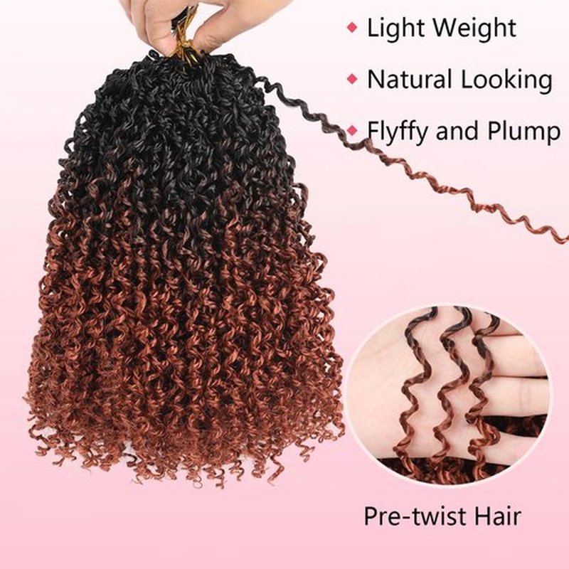 Fovbuty Ombre Ginger Yanky Twists Crochet Hair 8inch 9 Bundles/Lot Yanky Twist Passion Twist Crochet Hair Pre Looped Spring Twist Crochet Hair Kinky Twist Crochet Hair for Women 1B/350# 9pcs