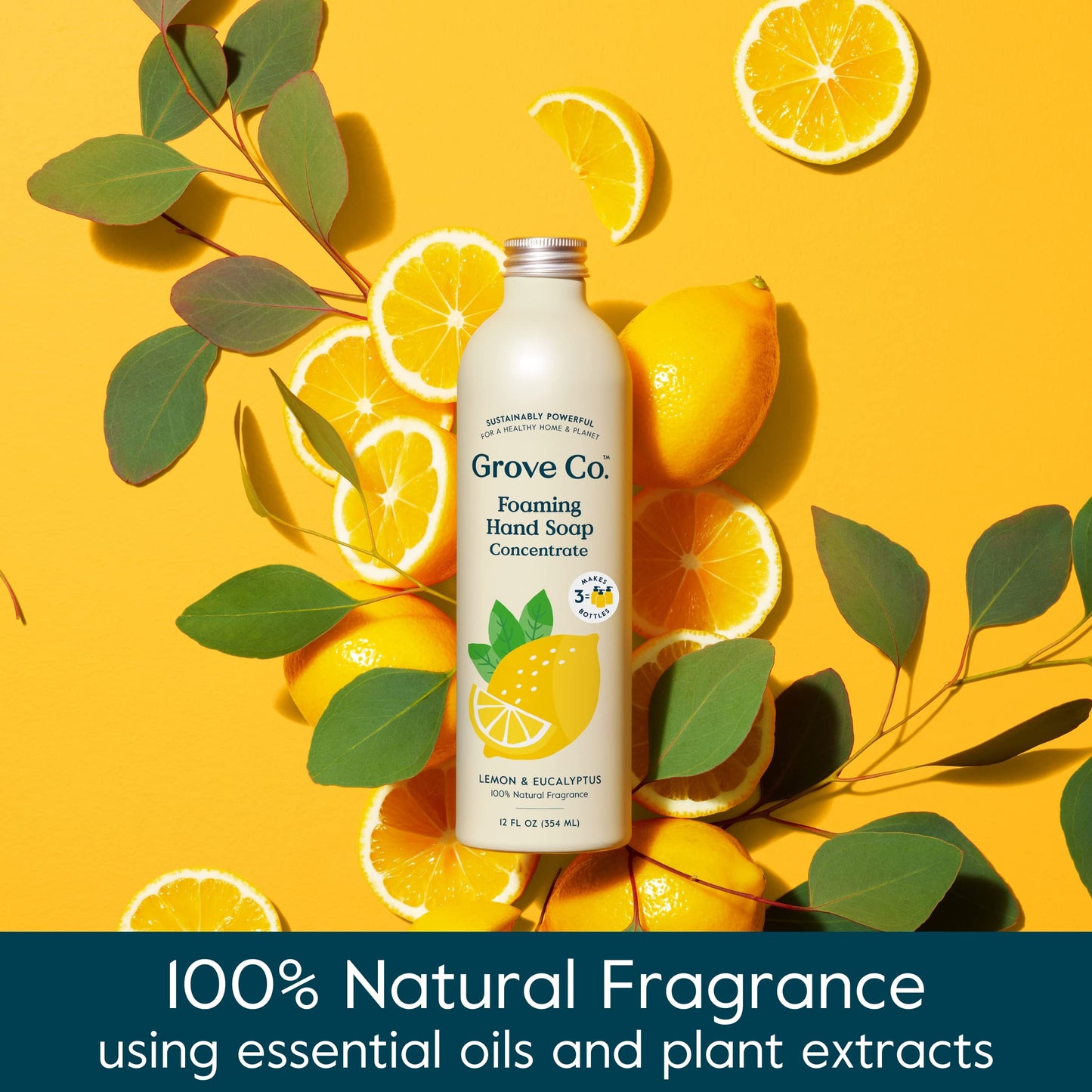 Grove Co. Foaming Hand Soap Refills, Lemon & Eucalyptus, 2 x 12 oz