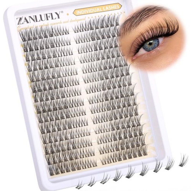 Lash Clusters Natural Left&Right Individual Lashes Cat Eye Eyelash Clusters D Curl Wispy DIY Lashes Extensions Cluster Eyealshes Extension (252Pcs,7-16MM)