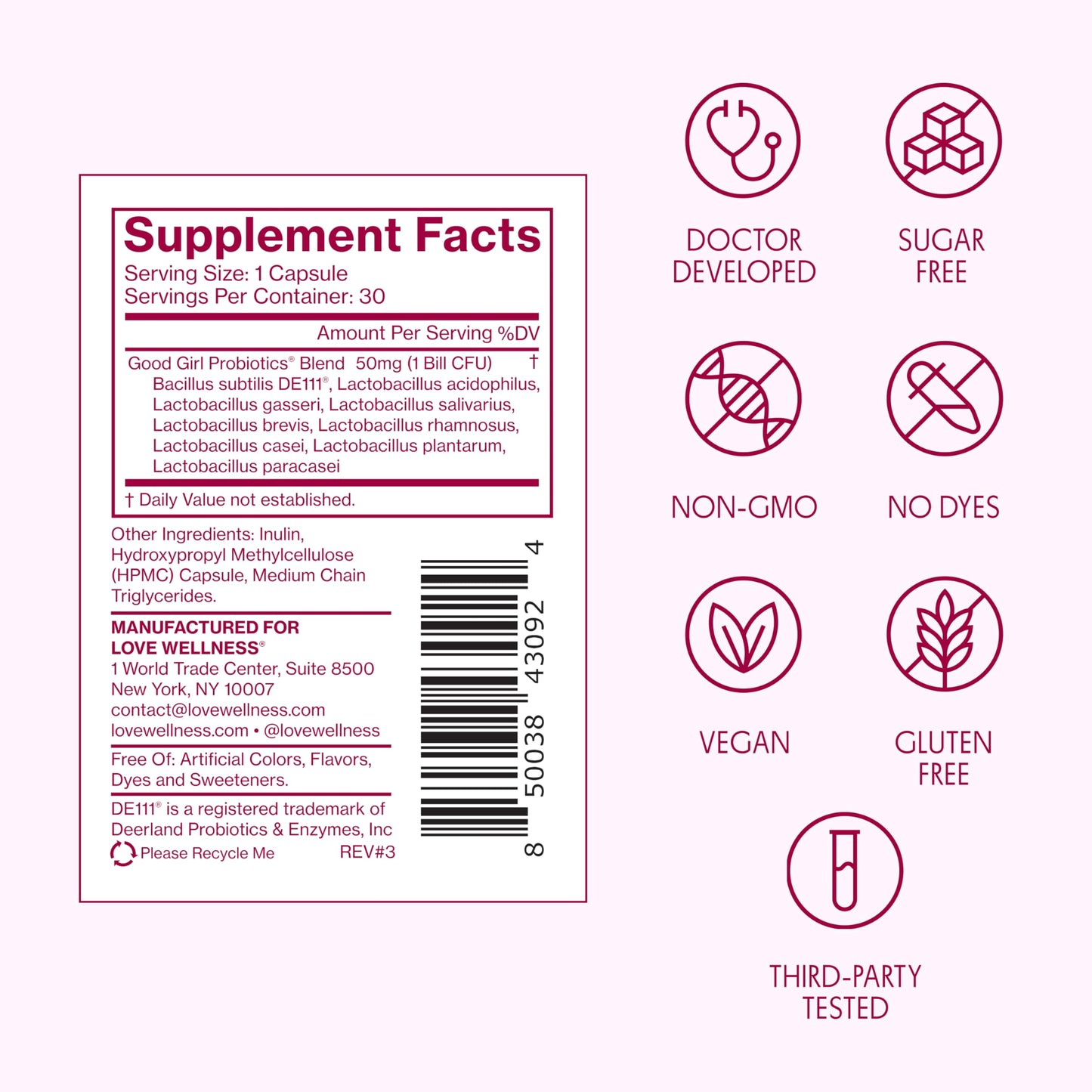 Love Wellness Good Girl Probiotics | Women’s Vaginal Health & pH Balance Supplement | 9-Strain Probiotic for Urinary Tract, Yeast, Odor & Immune Support | Gluten-Free (30-Day Supply (60 Count))