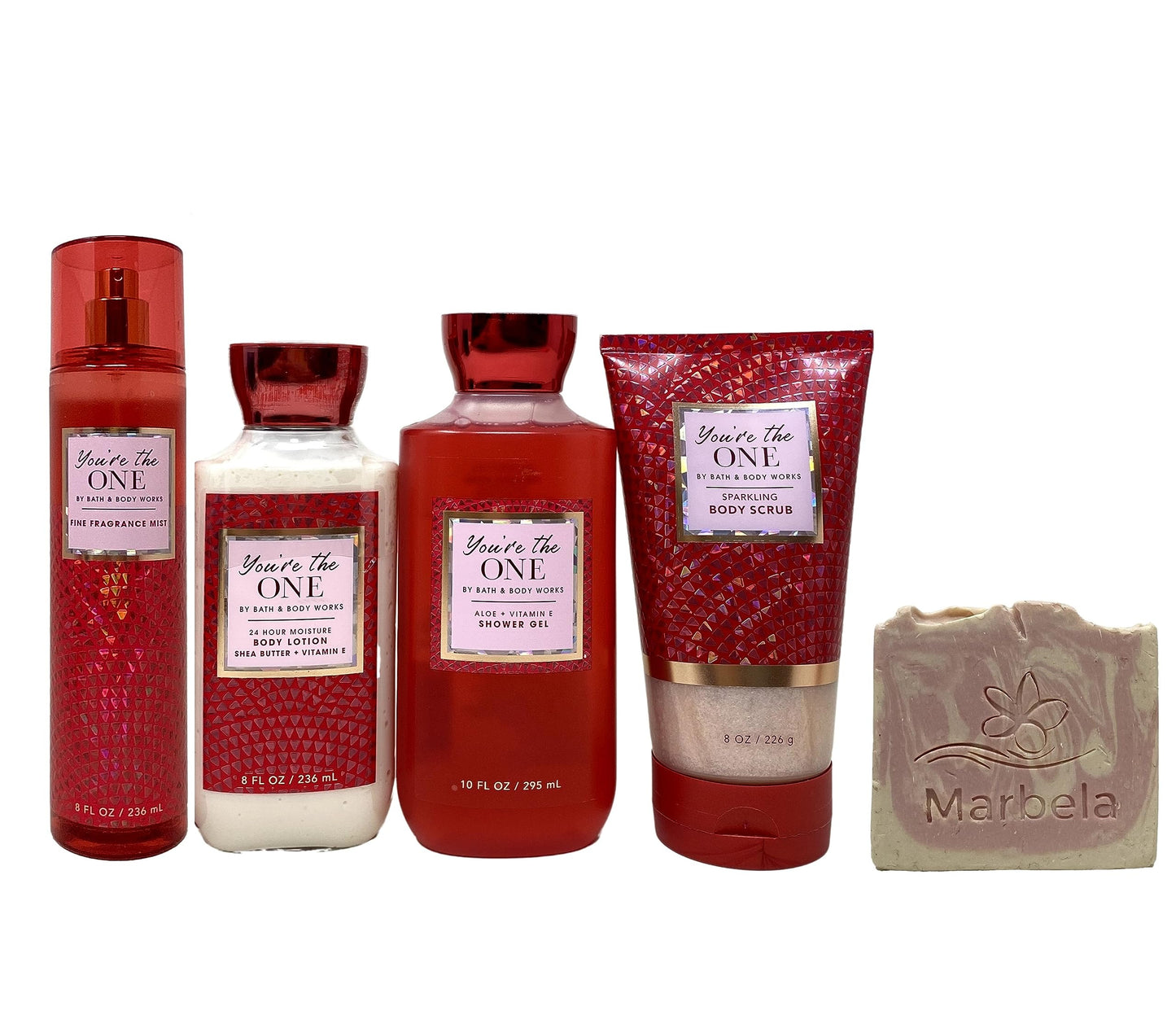 Bath & Body Works You're The One Deluxe Gift Set - Shower Gel, Body Scrub, Body Lotion and Fragrance Mist with a Himalayan Salts Springs Sample Soap