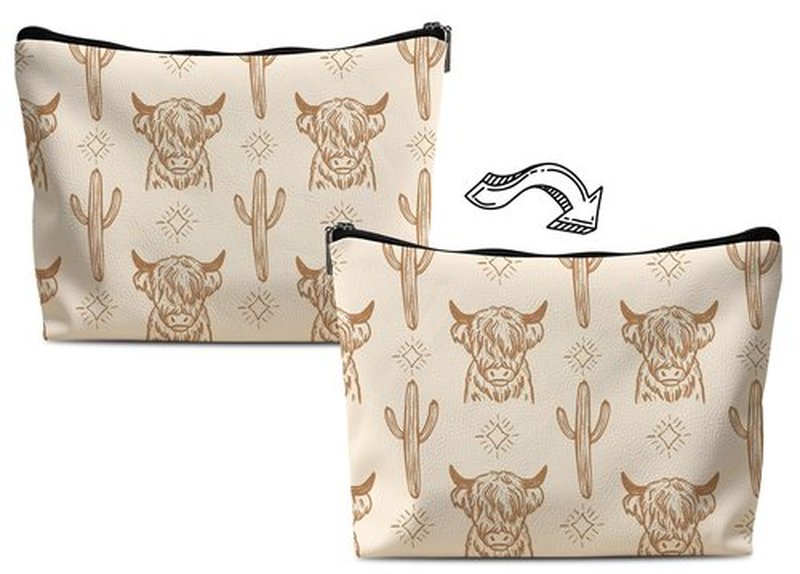 Lacosu Western Makeup Bag,Western Gifts For Women,Cow Makeup Bag,Cowgirl Stuff,Western Stuff For Women,Western Gifts,Cowgirl Gifts(Leather COW Q)