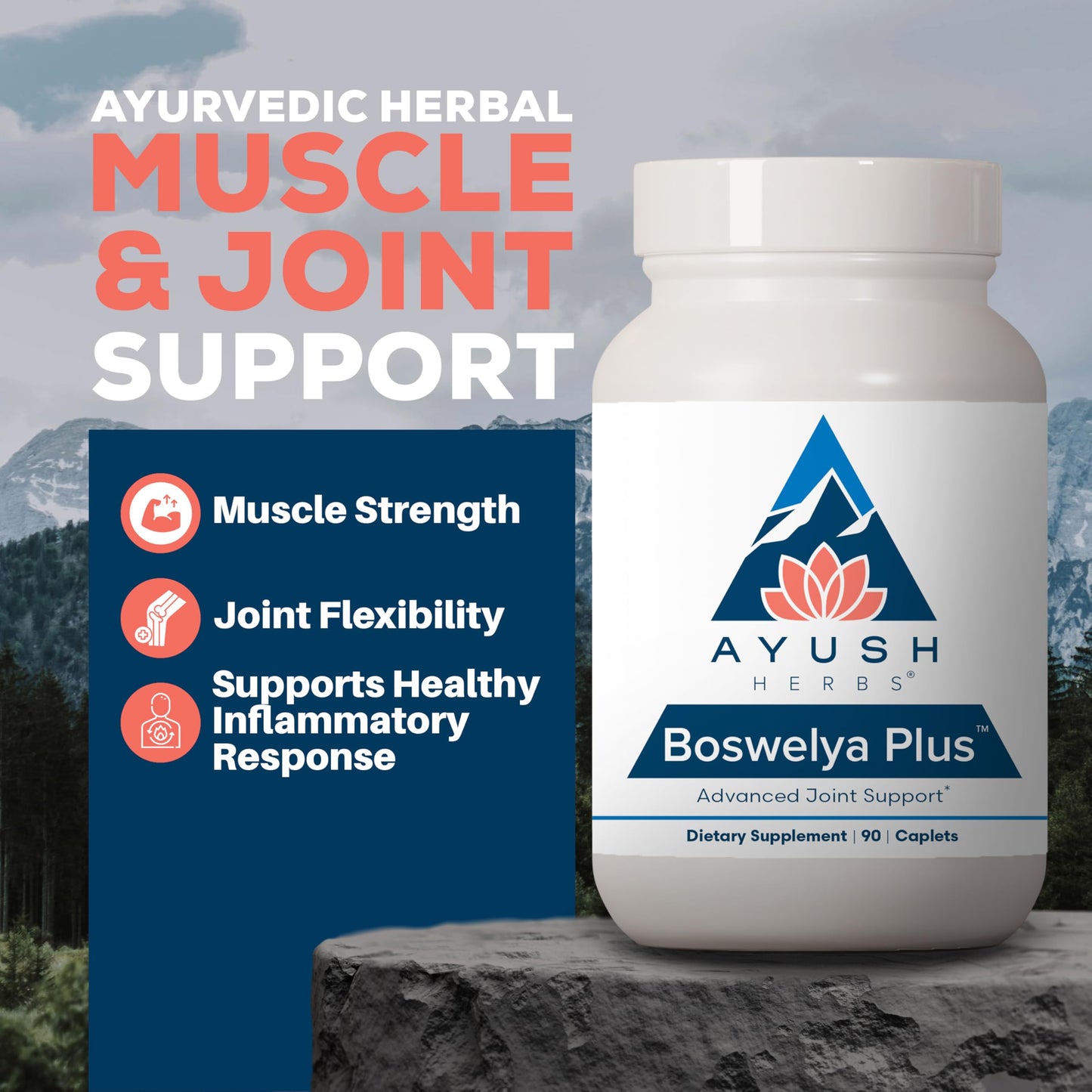 Ayush Herbs Boswelya Plus - Glucosamine Chondroitin Joint Support Supplement, Turmeric Muscle Support for Men & Women, Joint Care with Curcumin - 90 Servings