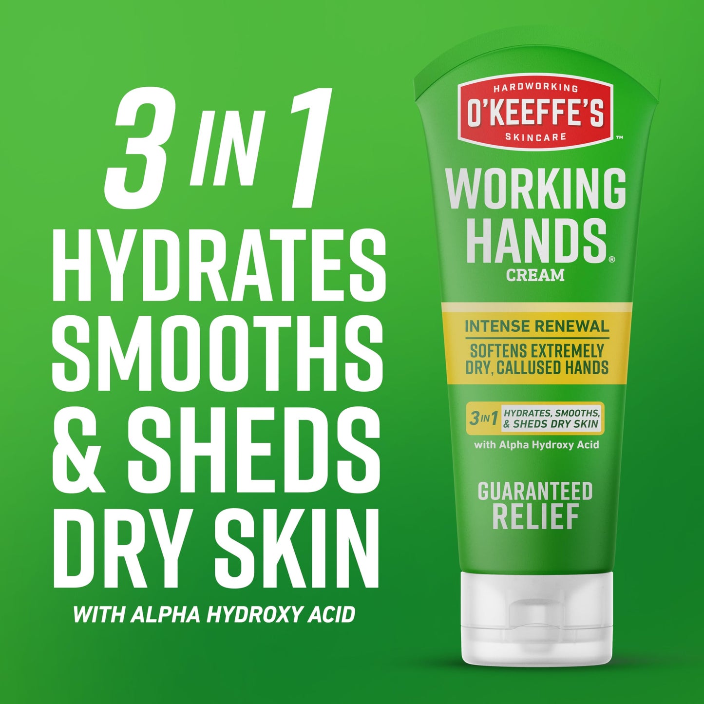 O'Keeffe's Working Hands Intense Renewal Hand Cream with Urea, 3 oz Tube (Pack of 2) – Softens & Smooths Extremely Dry, Callused Hands