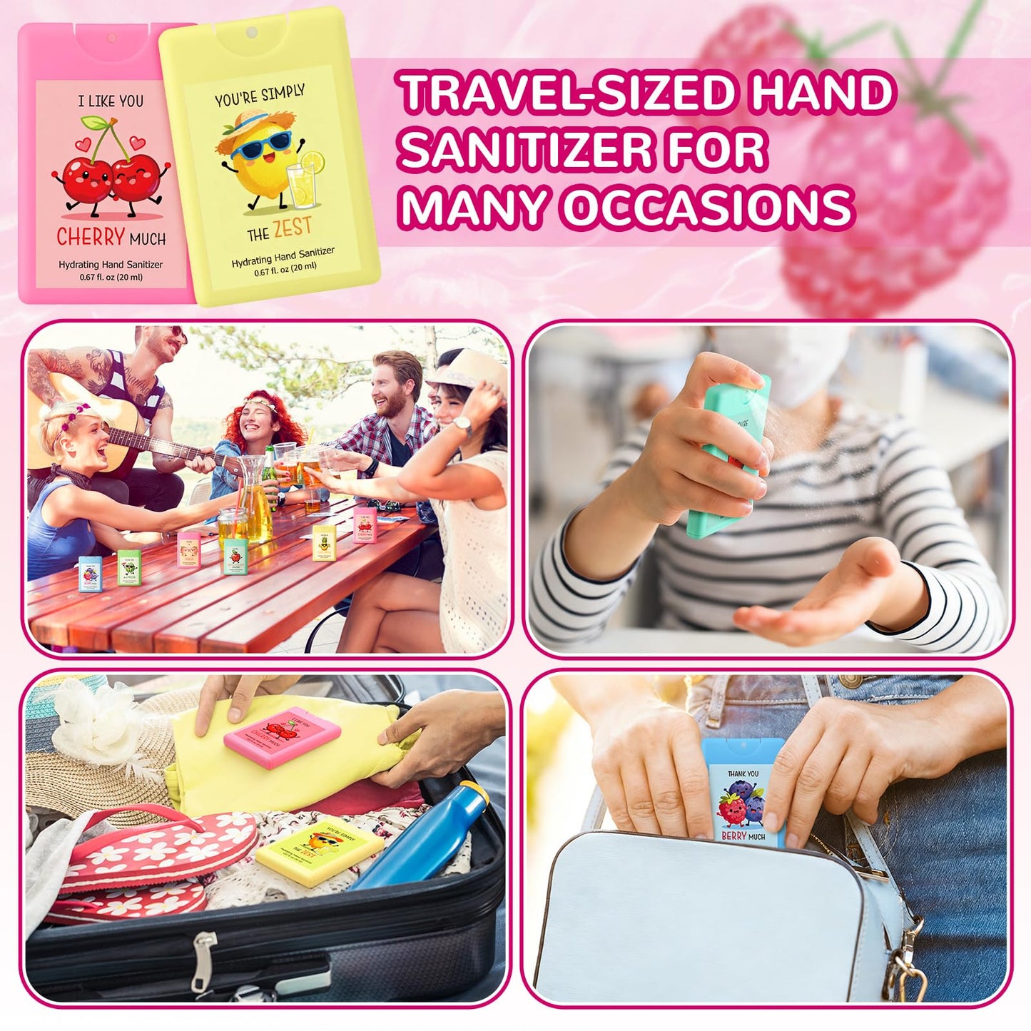 Frienda 24 Pack Funny Hand Sanitizer Spray Bulk Portable Travel Size Hydrating Mist Mini Hand Sanitizer Spray Gift Set for School Teachers Staff Students Nurses Employees Coworker 0.67 Fl oz