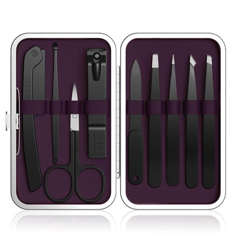Yougai Tweezers Set,9 Pcs Professional Stainless Steel Nail Clipper and Tweezers Kit for Women and Men, Great Precision Tweezers No Gaps with Leather Travel Case
