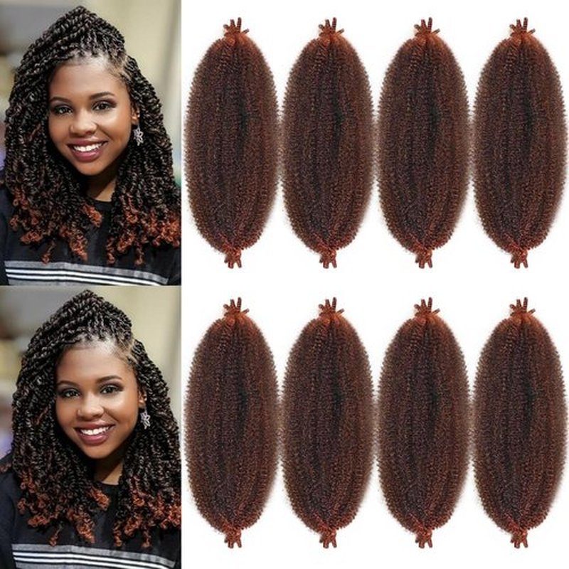Spring Afro Twist Hair 8 Packs Cuban Twist Hair 12 Inch Kinky Twist Hair Marley Twist Hair Wrapping Hair for Soft Locs (T350#, 12 Inch(Pack of 8))