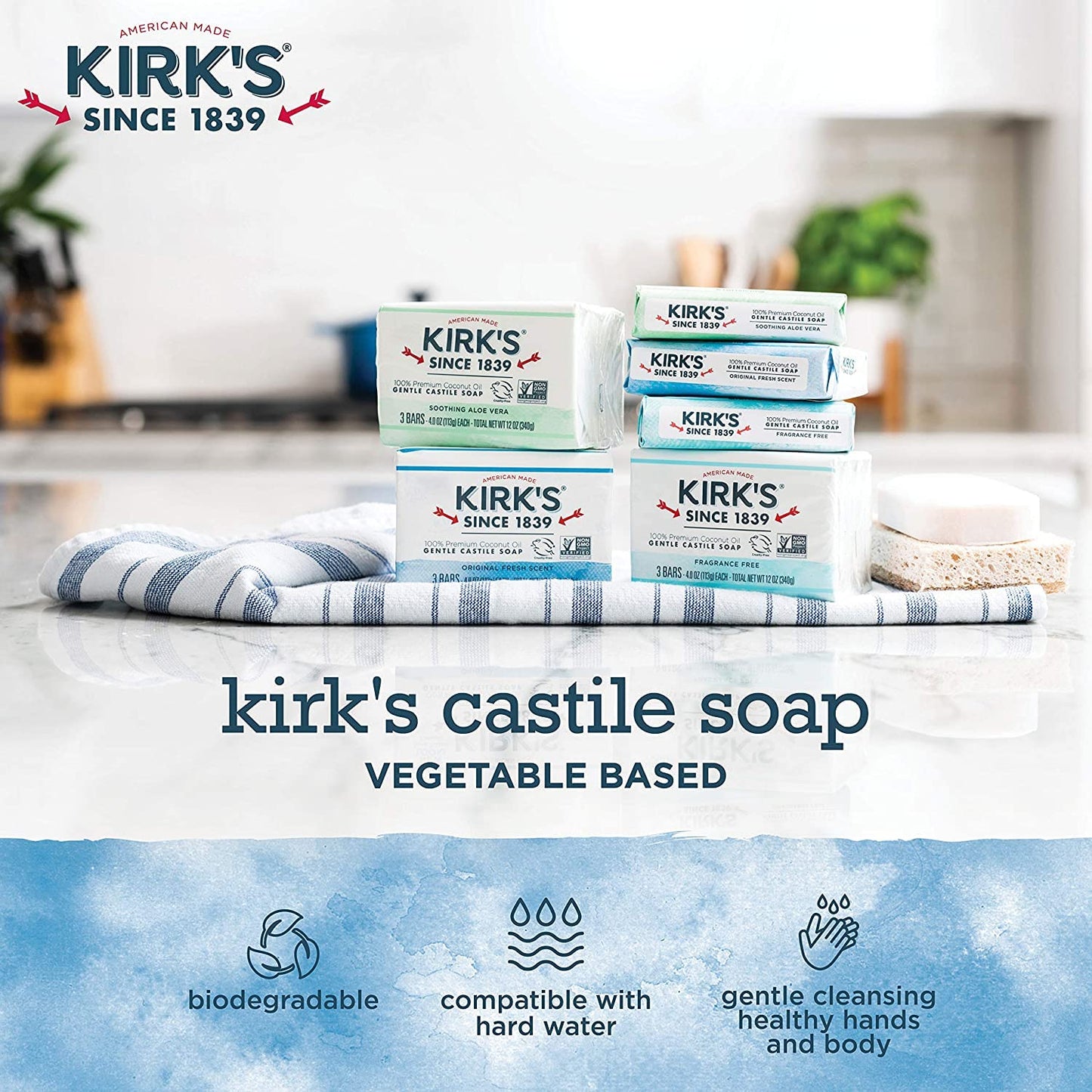 Kirks Natural Original Castile Soap, 4 Ounce - 12 per case.