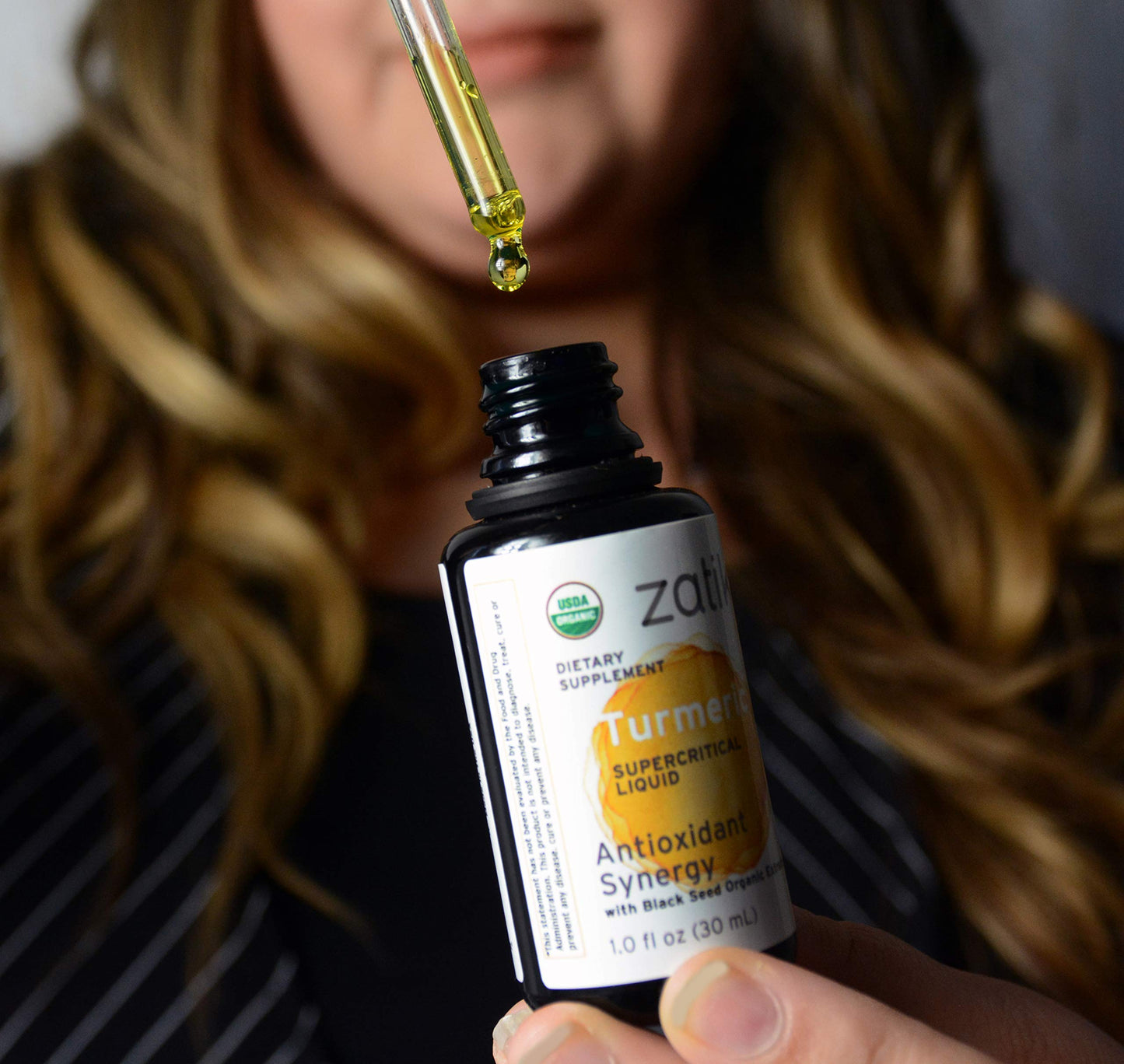Zatik Naturals - Turmeric Supercritical Liquid with Black Seed Organic CO2 Extract, Antioxidant Synergy, Cold Pressed, Unrefined Oil, USDA Organic Certified, Vegan, Non-GMO, 1.0 Fl Oz