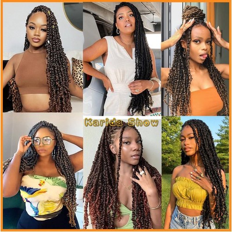 Karida Passion Twist Hair 30 Inch 7 Packs Long Pre Twisted Passion Twist Crochet Hair For Black Women Pre Looped Curly Crochet Passion Twist Braiding Hair Extensions (30 Inch, T350#)