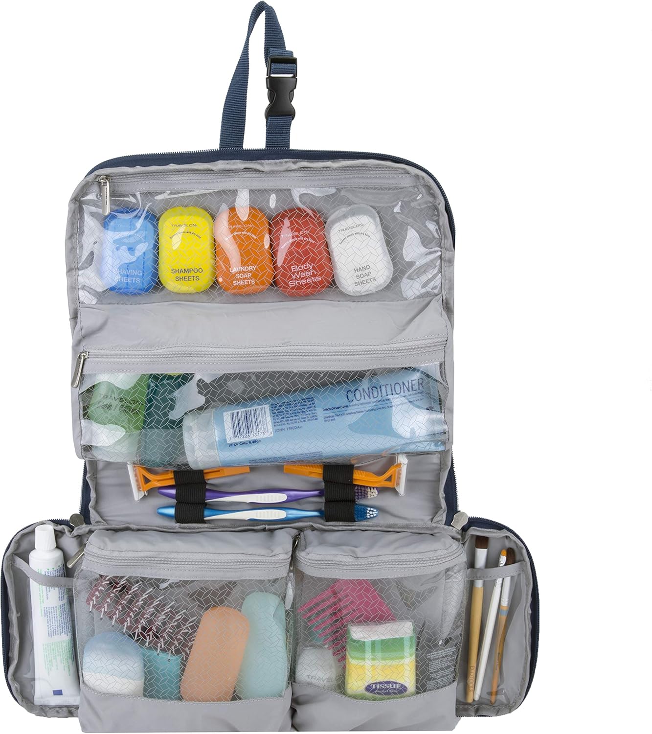 Travelon Flat-Out Toiletry Kit - Compact Travel Organizer for Toiletries and Cosmetics