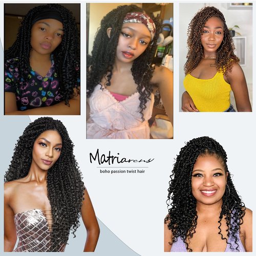 Passion Twist Hair 14inch Boho Passion Twist Crochet Hair For Black Women Pretwisted boho Passion Twist Crochet Hair, Pre Looped Curly Ends Bohemian Crochet Braids For Women（1b/gray,14inch,7 Packs）