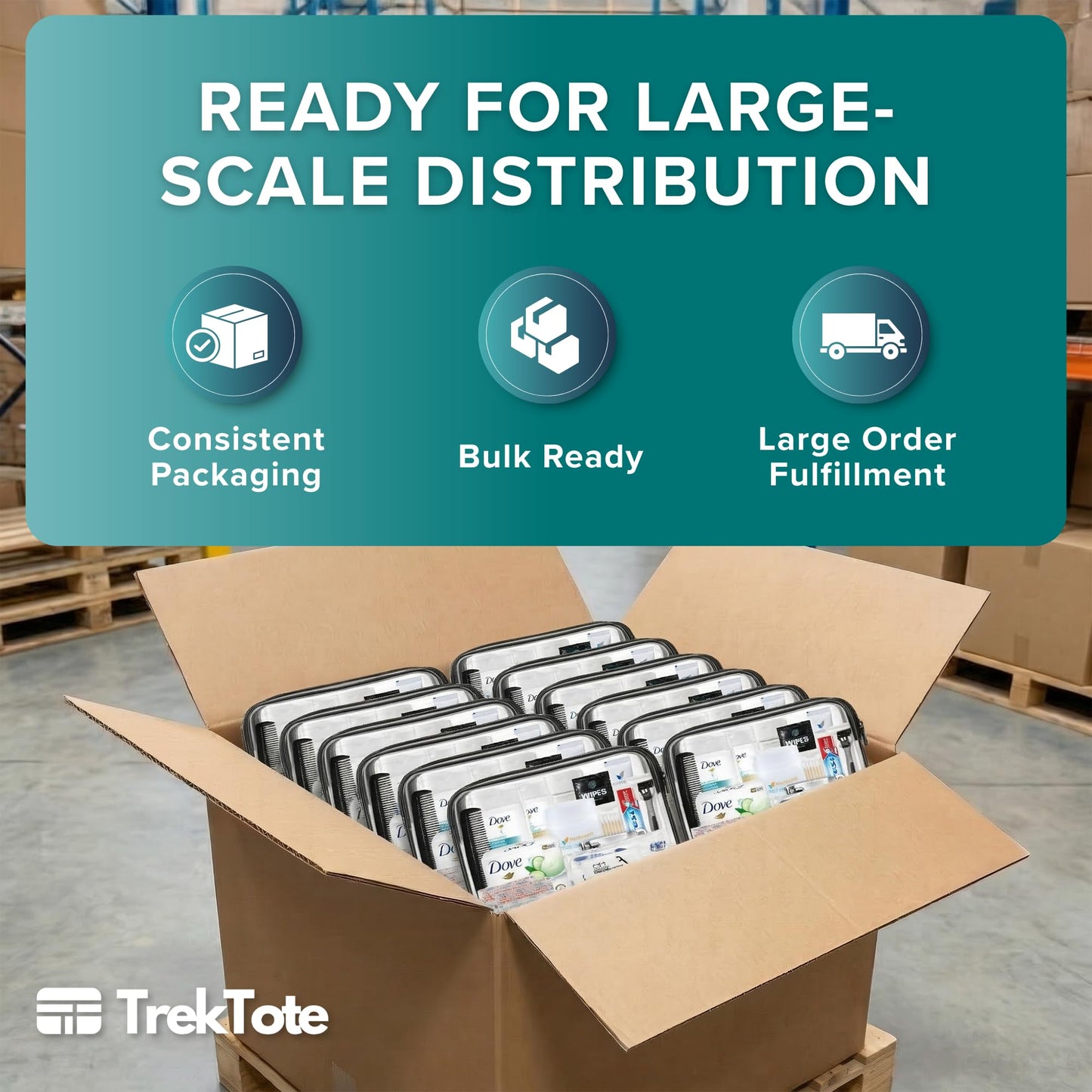 TrekTote Complete 15 Piece Unisex Travel Hygiene Kit with Toiletries & Personal Care Essentials, TSA-Compliant, Individually Packaged in Clear Bag, Single or Bulk Packs (5 Pack)