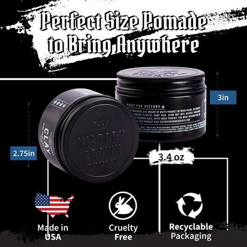 Victory Crown Matte Clay Pomade for Men - High Hold & No Shine - Hair Paste Pomade - Non Greasy - 3.4oz