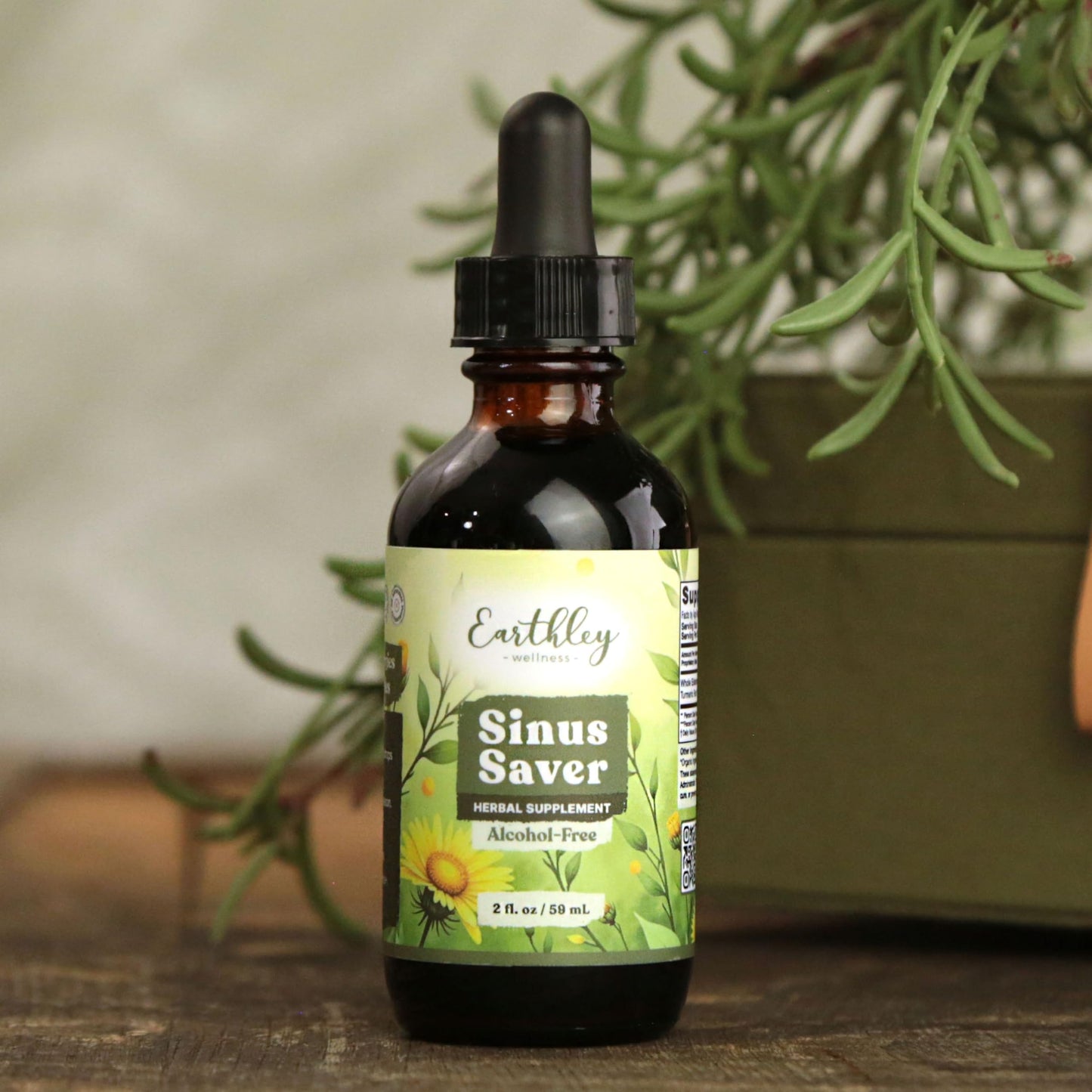 Earthley Wellness Sinus Saver, Natural Remedy, Free of Allergens, Parabens, and Preservatives, Helps Boost Vitamin C (2 oz, Alcohol Free)