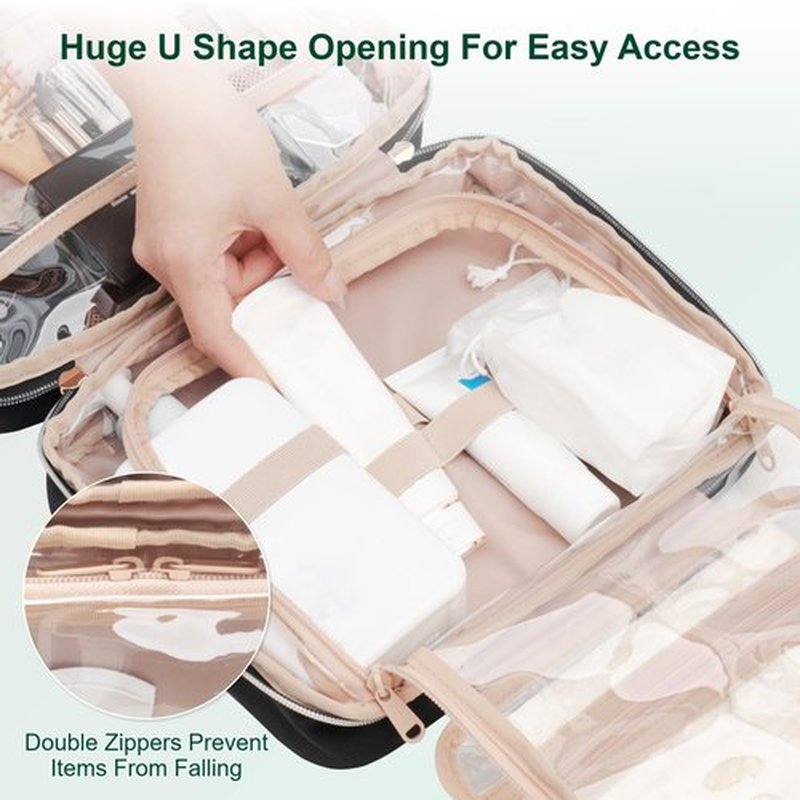 Everfun Hanging Travel Toiletry Bag for Women Traveling With Leakproof Compartment Makeup Cosmetic Organizer Dopp Kit Travel Accessories Essentials Must Have