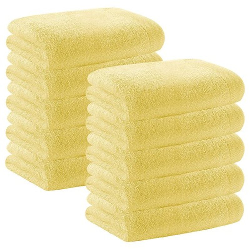 NBLJF Wash Cloths Set of 10 Pack for Newborn Baby Bath Hand Towel and Face Cloths or Bathroom-Kitchen Multi-Purpose Soft-Comfortable Absorbent Fingertip Towels (Yellow)