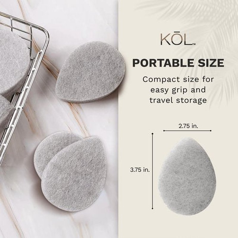 KOL Face Scrubber, Charcoal Infused Exfoliating Facial Cleansing Pads, Disposable Exfoliator Face Sponge for Daily Face Cleaning and Makeup Removal, 12 Count