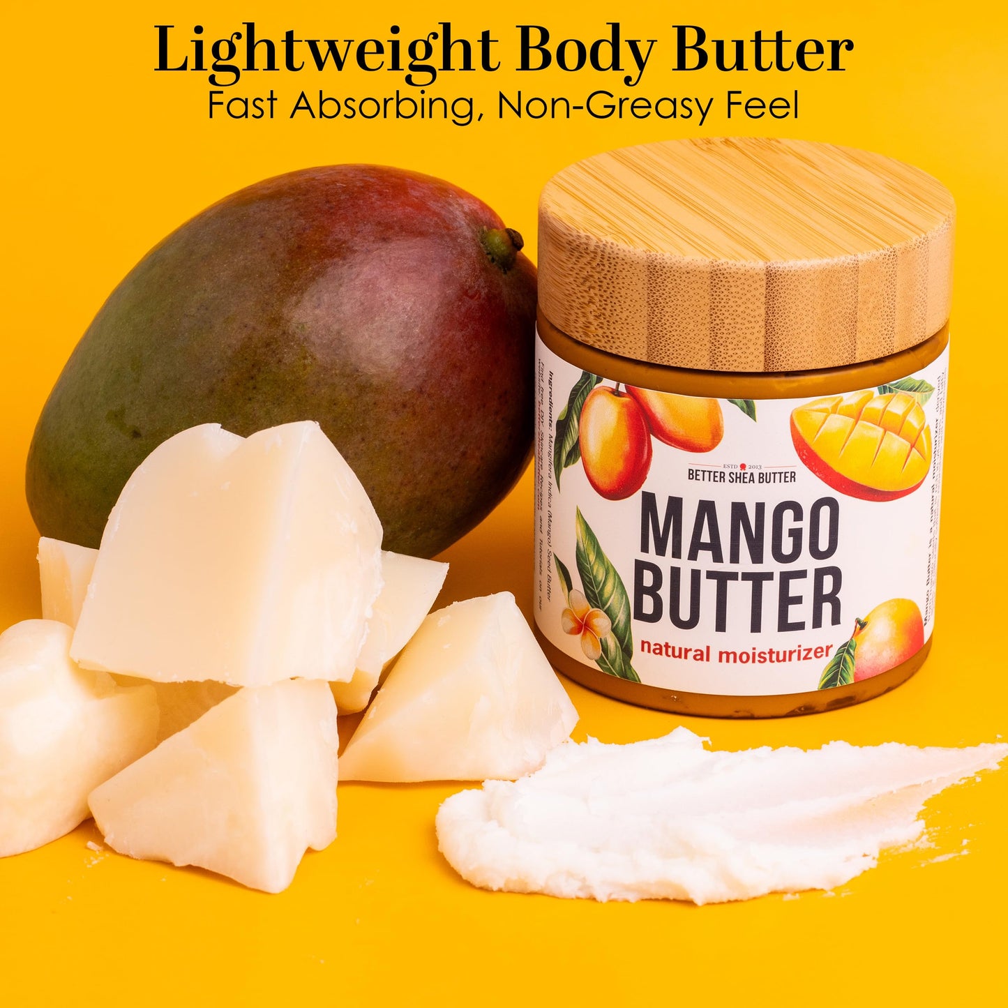 Raw Mango Butter - 100% Pure Mango Seed Butter - Natural Moisturizer for Skin and Hair - Use with Shea in DIY Body Butter, Lip Gloss, Lotion Bar and Soap Making, 8 oz Jar