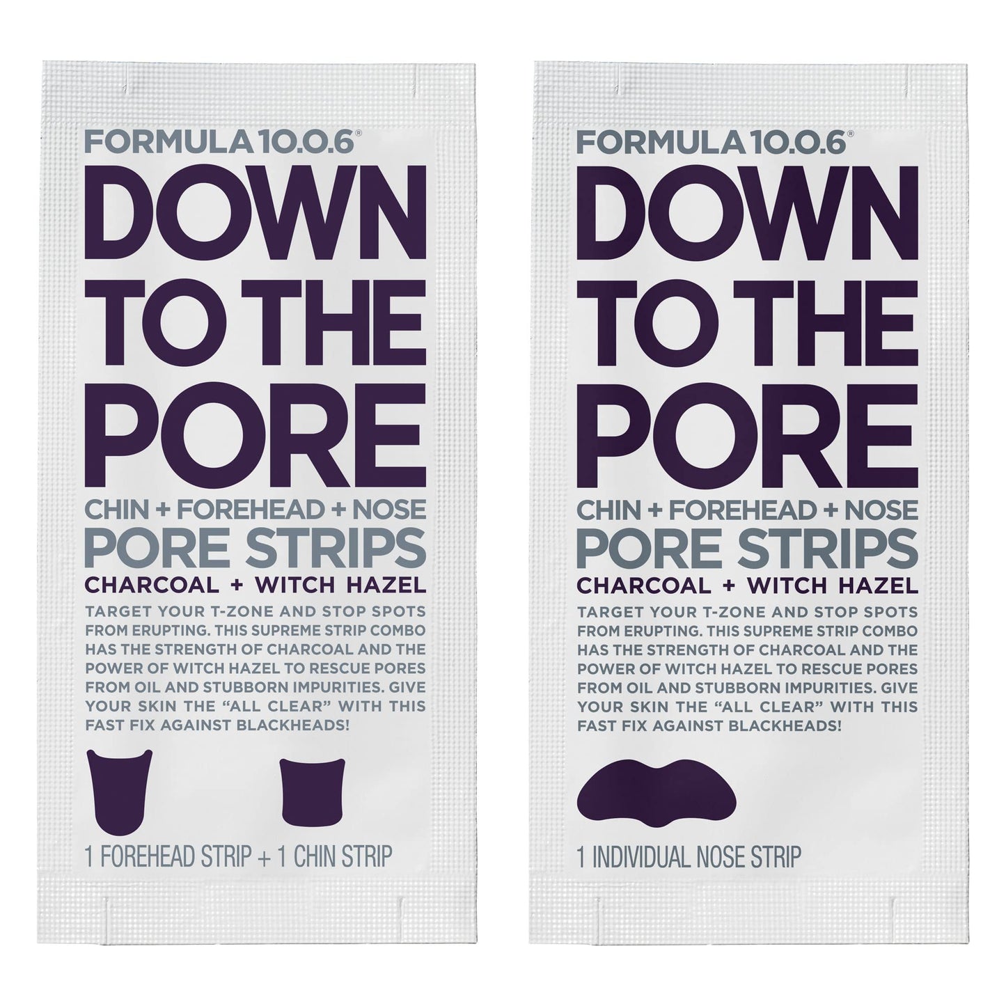 FORMULA 10.0.6 - Down to the Pore Strips - Pore Cleansing Strips, Removes Blackheads & Clears Clogged Pores with Charcoal and Witch Hazel, 6 Count