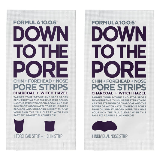 FORMULA 10.0.6 - Down to the Pore Strips - Pore Cleansing Strips, Removes Blackheads & Clears Clogged Pores with Charcoal and Witch Hazel, 6 Count