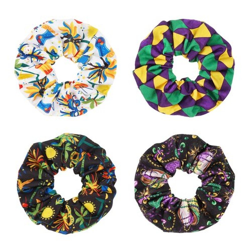 Jocbean Mardi Gras Hair Scrunchies Ponytail Holders for Women Carnival Party Hair Accessories