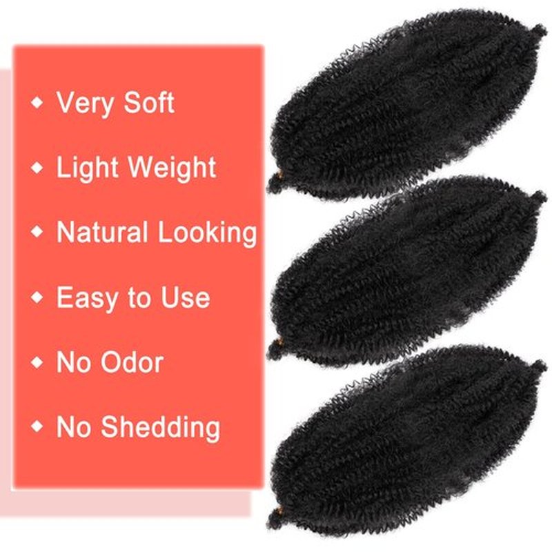 7 Packs Marley Hair 14 Inch Black Marley Twist Braiding Hair Pre Separated Springy Afro Twist Hair Pre Fluffed Kinky Twist Hair for Braiding Natural Synthetic Cuban Twist Hair Extensions (14",1B)
