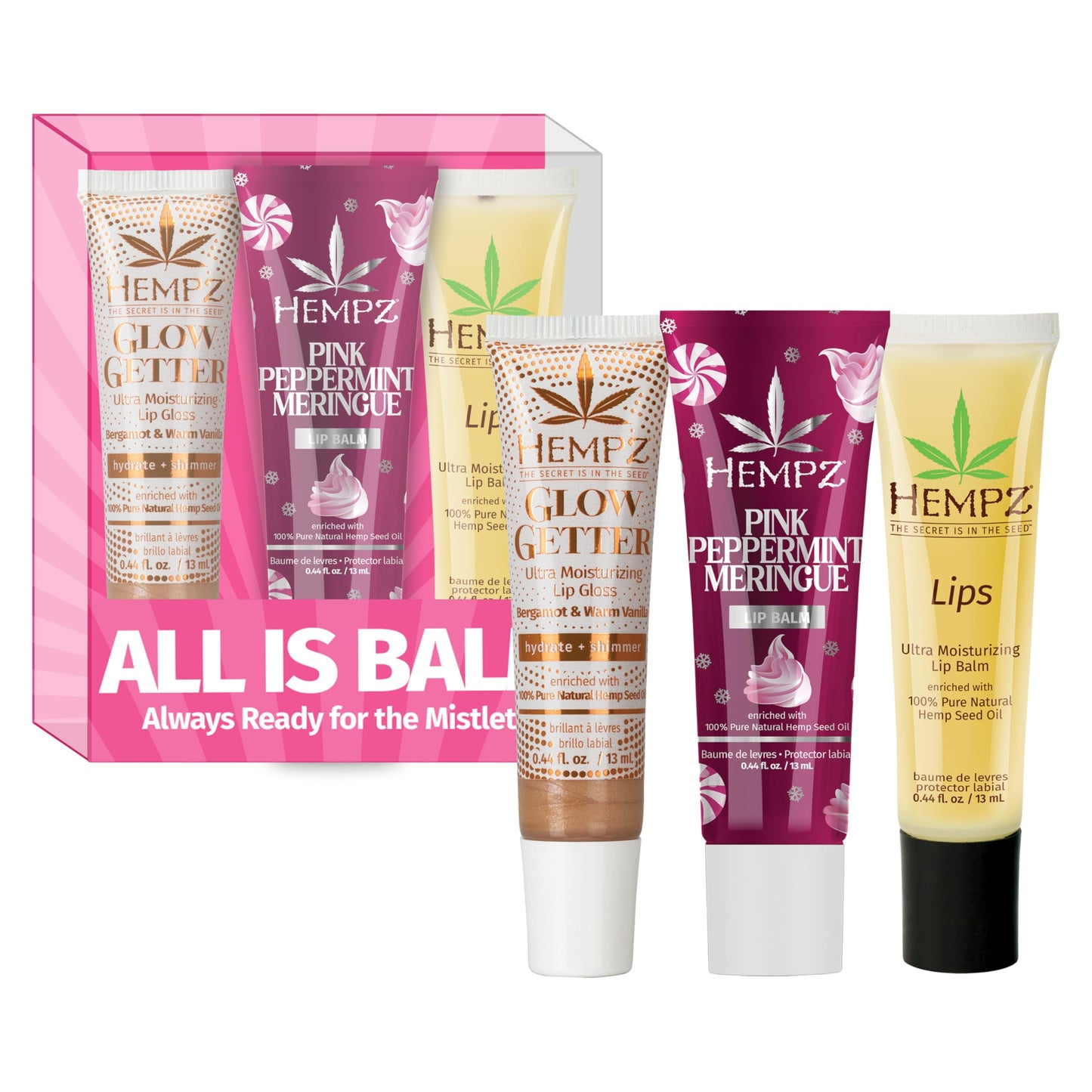 Hempz Limited Edition Fall Nourishing Lip Balm 2-Pack, Pumpkin Spice & Vanilla Chai .25 oz. and Limited Edition Spun Sugar & Vanilla Bean Lip Balm .25 oz